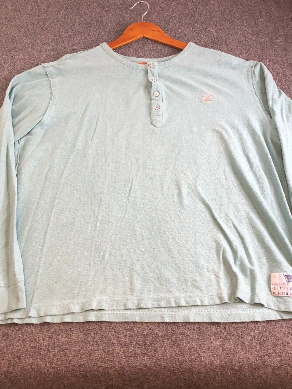 Bitter End Yacht Club Henley Shirt Mens XXL 2XL Blue Hemp Organic Cotton